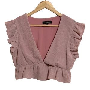 Blue Blush Contemporary Ruffle Crop Top M